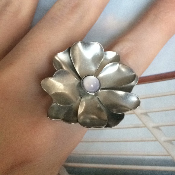 Silver & Light Blue Floral Ring - Picture 3 of 5